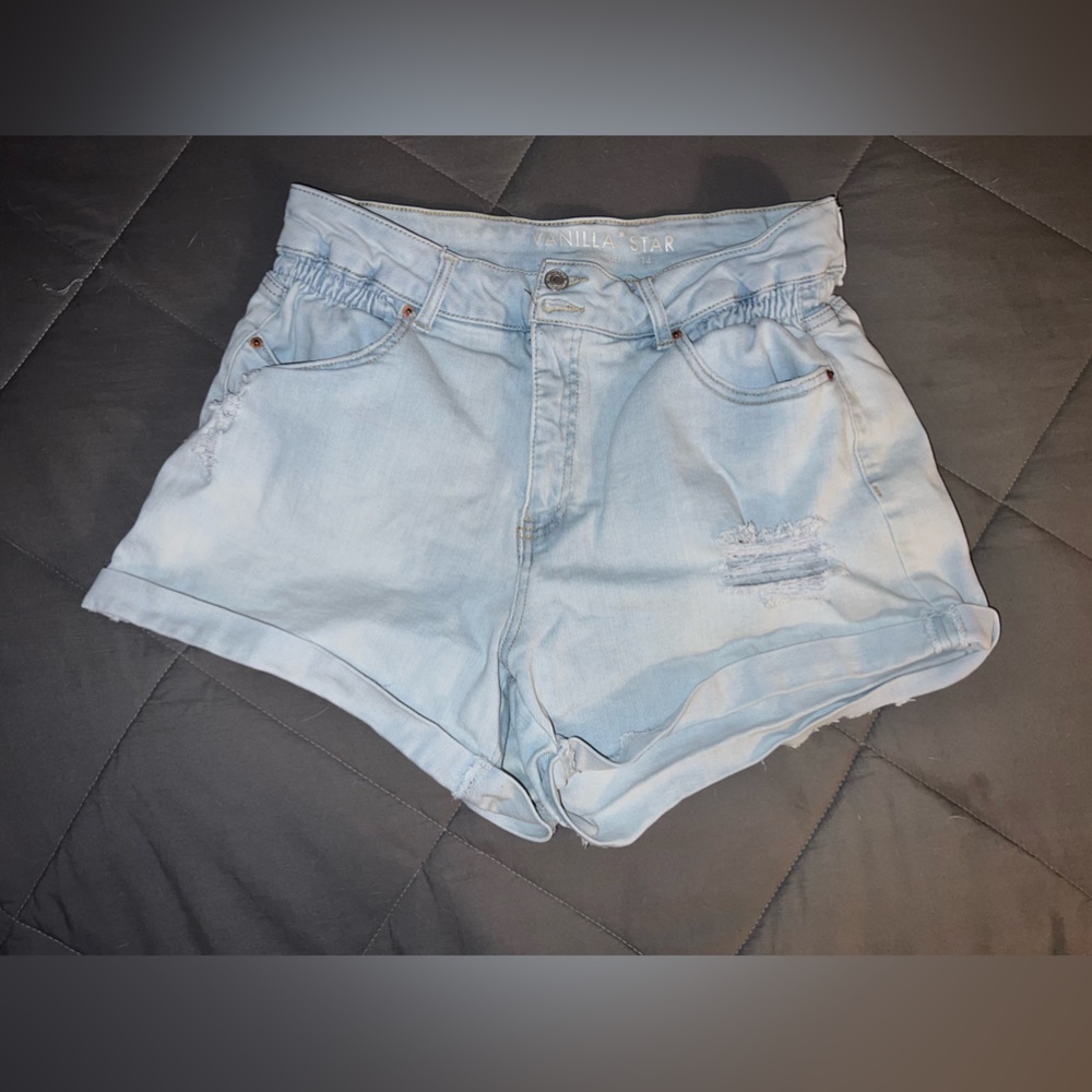 Light wash jean shorts